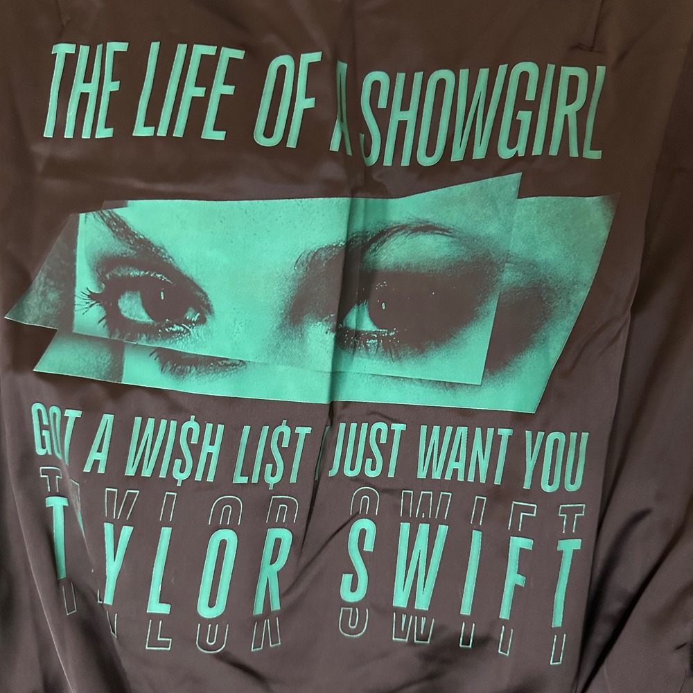 NWOT Taylor Swift TLOAS Wish List Embroidered Satin Black Bomber Jacket Size M - Picture 4 of 6
